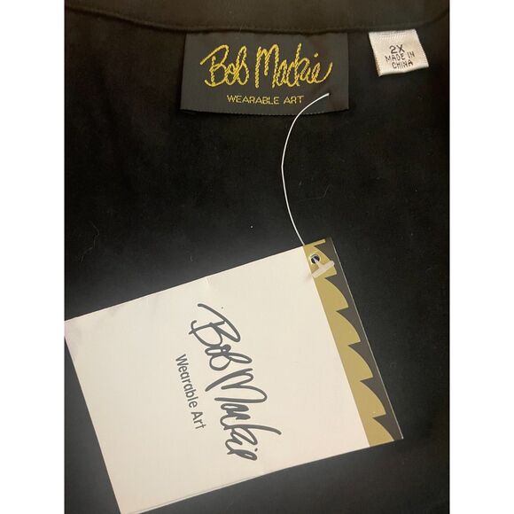 Bob Mackie Wearable Art Black Laser Cut Open Jacket 2X Plus Size - Picture 13 of 15